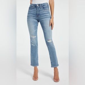 NWT Good American Good Legs Straight, High Rise, Distressed, Smoothing Jeans, 6
